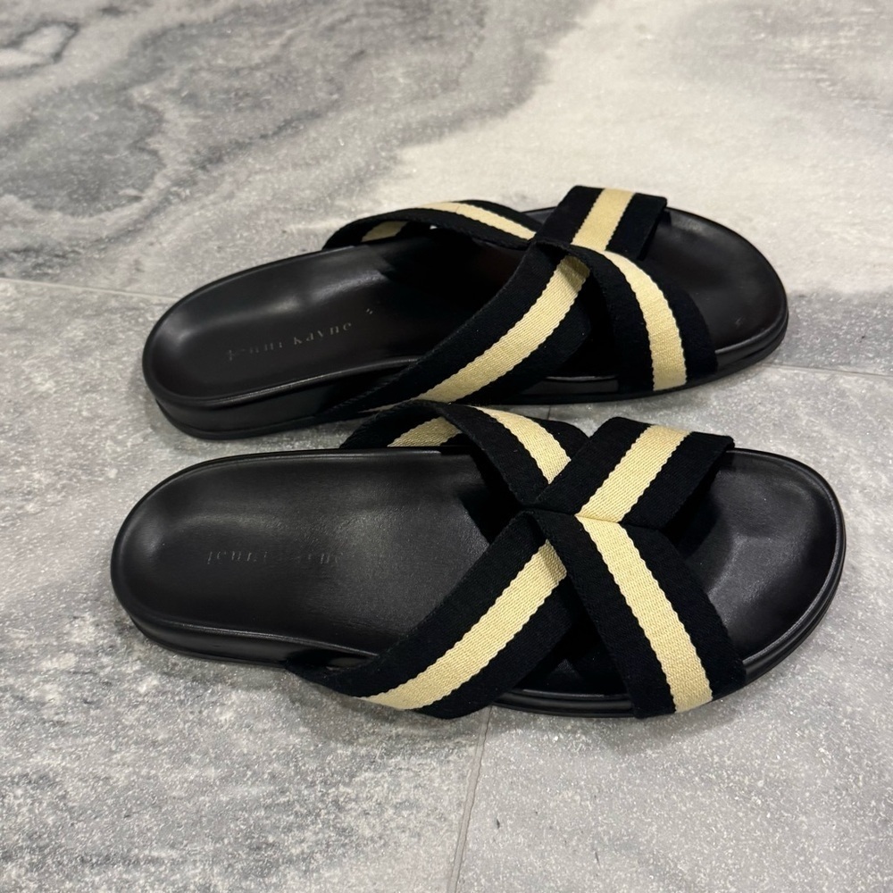 Jenni Kayne Black and Cream Criss-Cross Sandals - Picture 2 of 6